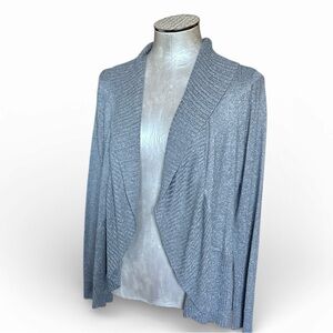 White House Black Market Women's Mettallic Silver Sparkly Cardigan Like New M
